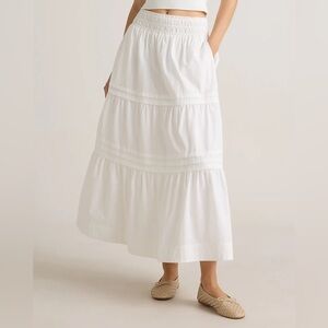NWOT! Quince | 100% Organic Cotton Poplin Tiered Maxi Skirt | White